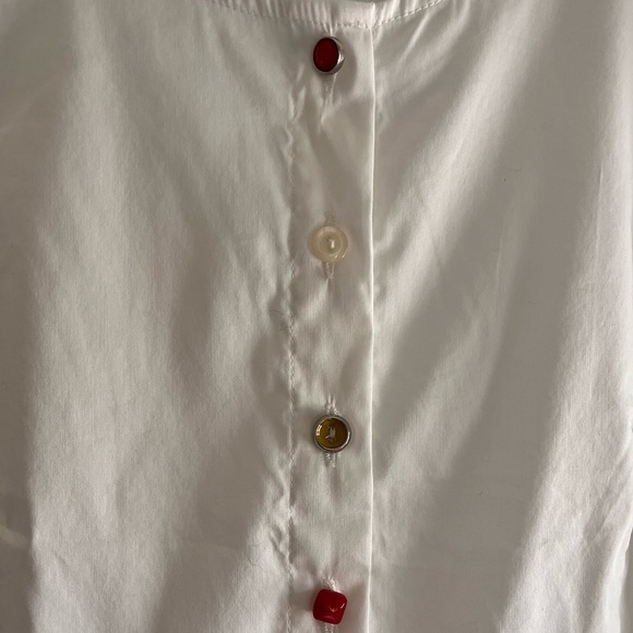 Liu Jo Milano Women’s Top with Jeweled Buttons Size 44/L White Sleeveless - Picture 3 of 7